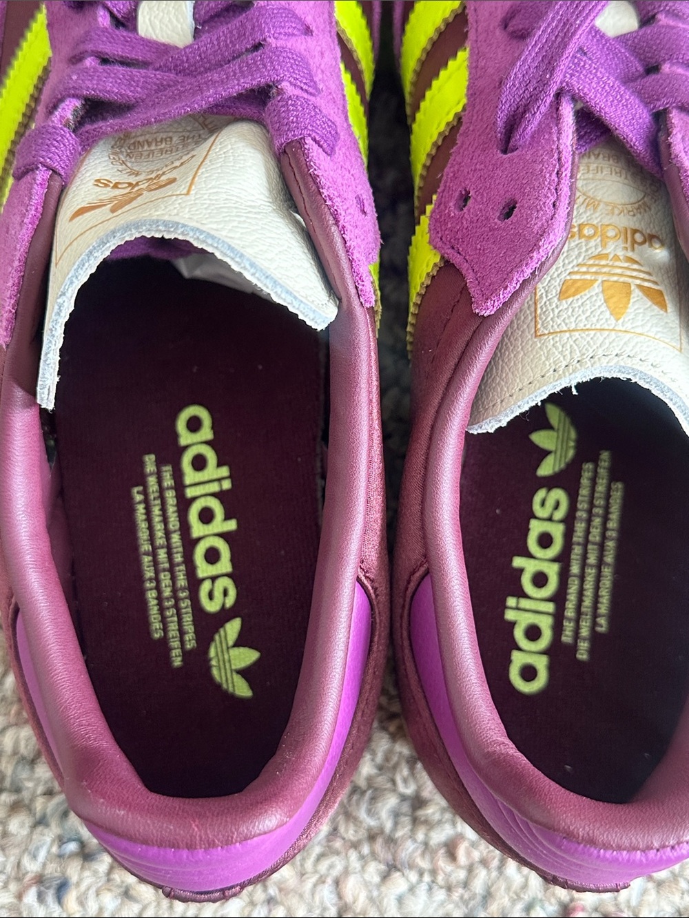 adidas samba Purple and Neon Yellow Suede Low-Top Sneakers - Picture 8 of 8
